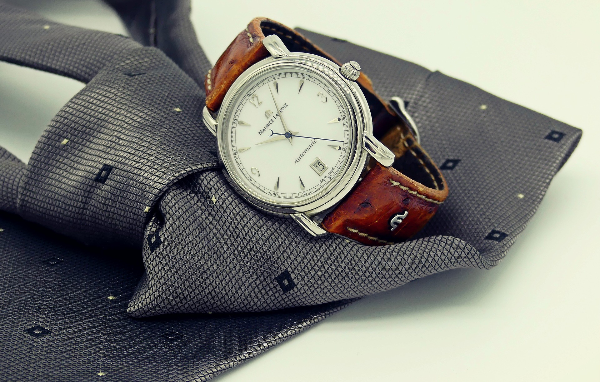 wristwatch and tie