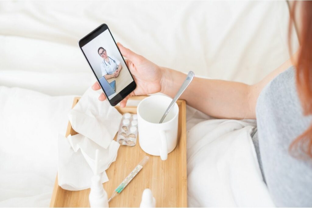 Woman Interacting with her phone.